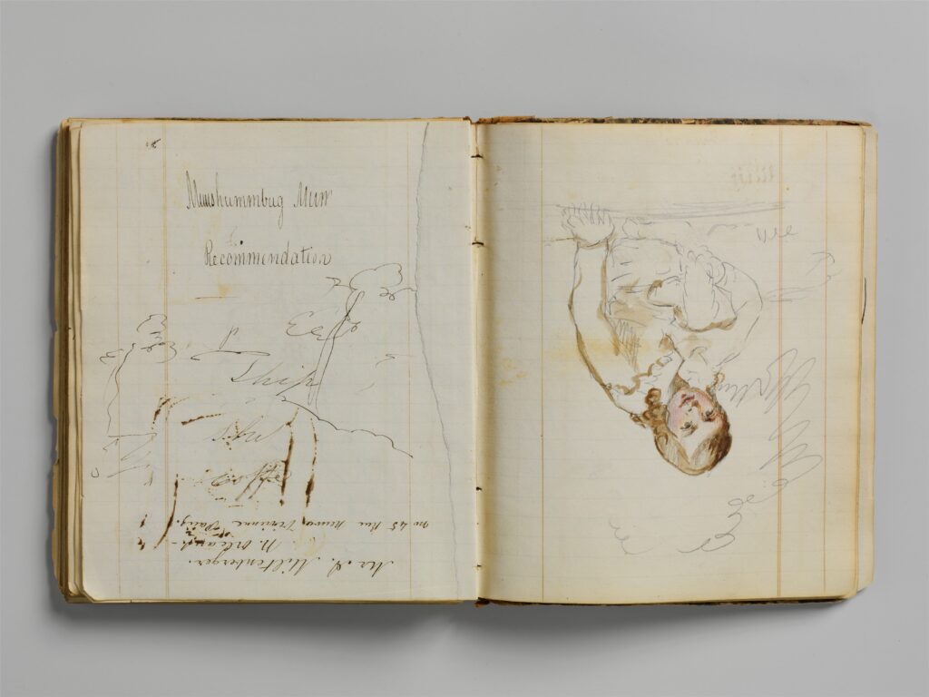 Libro de contabilidad abierto con columnas manuscritas y una pluma apoyada encima