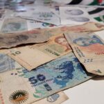 foreign banknotes on table